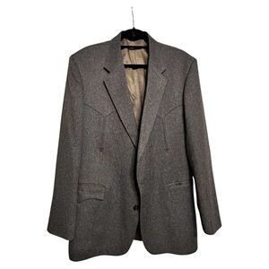 Circle S Western Blazer 46R Made in USA Brown VTG Sport Coat Western Yoke